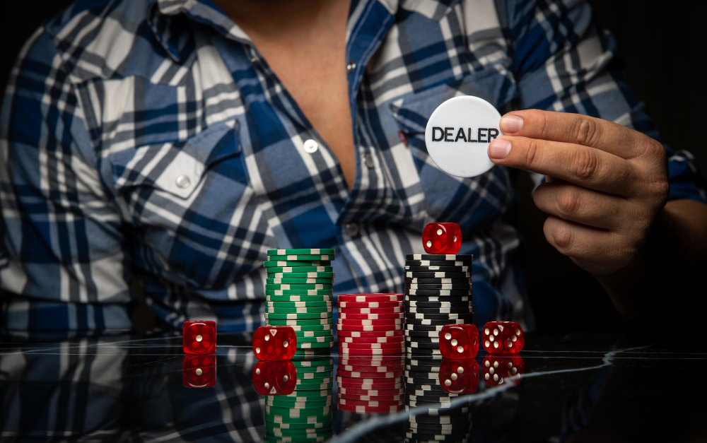 Casino chips stacked